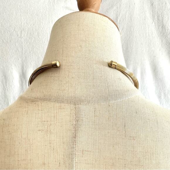 Vintage gold tone statement multi strand choker collar necklace - Picture 11 of 12